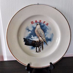 Vintage USAFA United States US Air Force Academy Falcon Plate with Wall Hanger